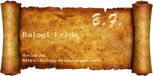 Balogi Frida névjegykártya